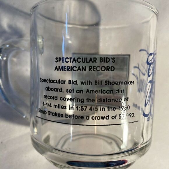 Great Moments at Santa Anita Race Coffee Cups set of 2 Clear with Decal - Picture 5 of 10